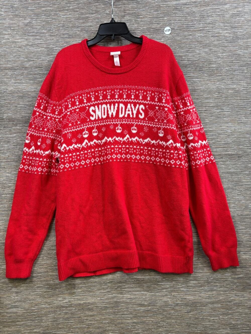 Wondershop Snow Days Ski Ugly Christmas Sweater Mens Size XXL Red White